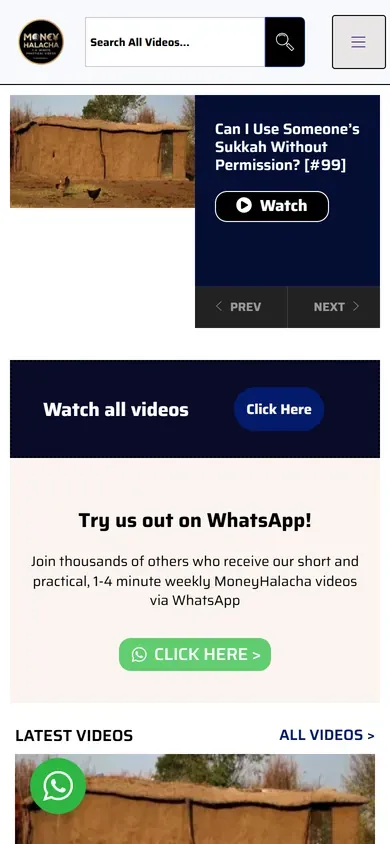 The Money Halacha home page on a phone