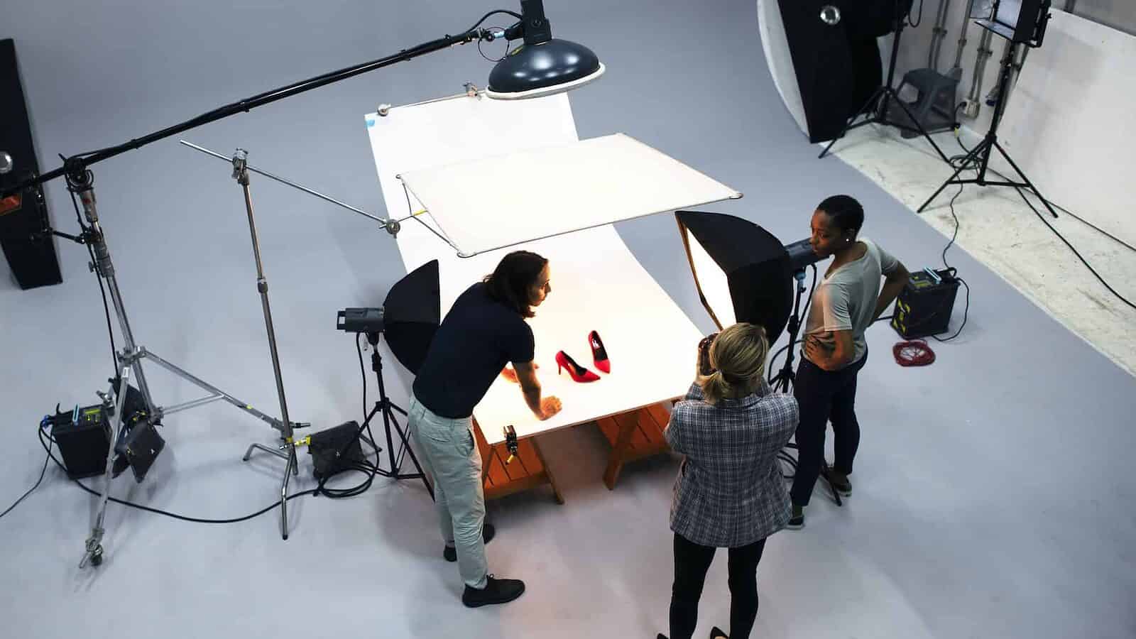 Product photography shoot of shoes